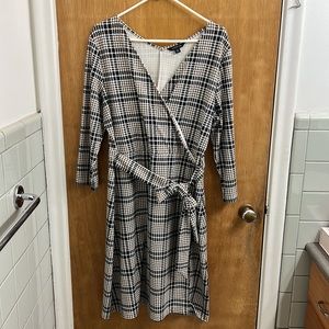 Land’s End houndstooth faux wrap dress